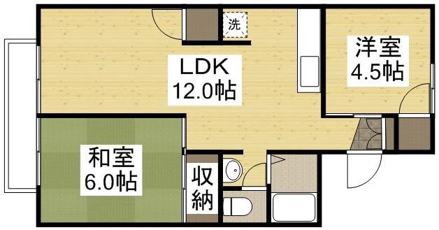 パレーシャル関(2LDK/1階)の間取り写真