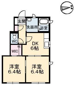 シャーメゾン山崎(2DK/1階)の間取り写真