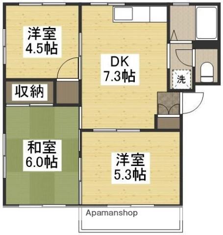 こんにちは(3DK/1階)の間取り写真