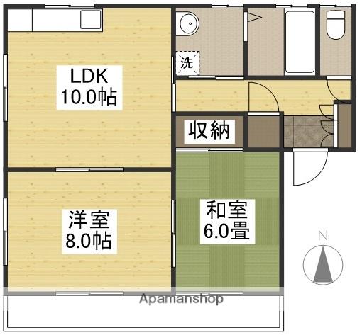 宇野線 常山駅 徒歩25分 2階建 築23年(2LDK/2階)の間取り写真