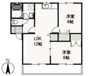 ヴェッセルA(2LDK/1階)の間取り写真