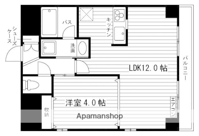 ユニエトワール岡山医大東(1LDK/10階)の間取り写真
