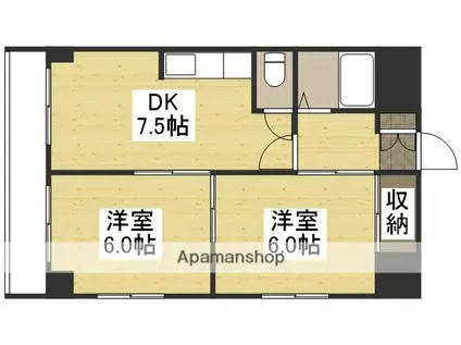 清輝橋マンション(2DK/3階)の間取り写真