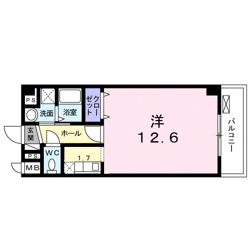 リョーアイ(ワンルーム/3階)の間取り写真