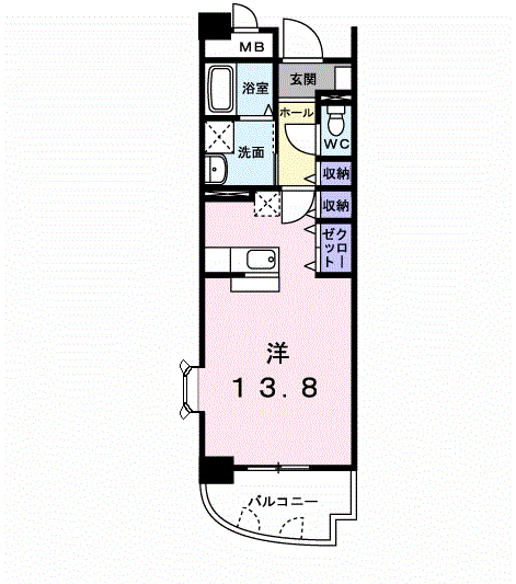 サンフォレスタ上道(1K/4階)の間取り写真