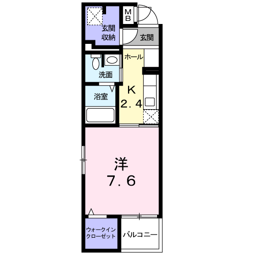 ウインド フィル(1K/4階)の間取り写真