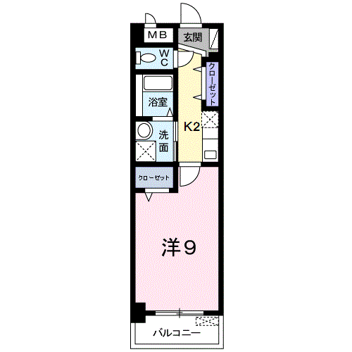 プラシード倉敷(1K/4階)の間取り写真