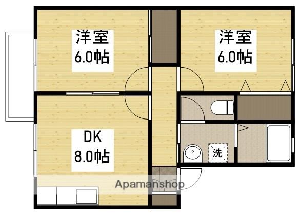 パレアナハウス A棟(2DK/2階)の間取り写真