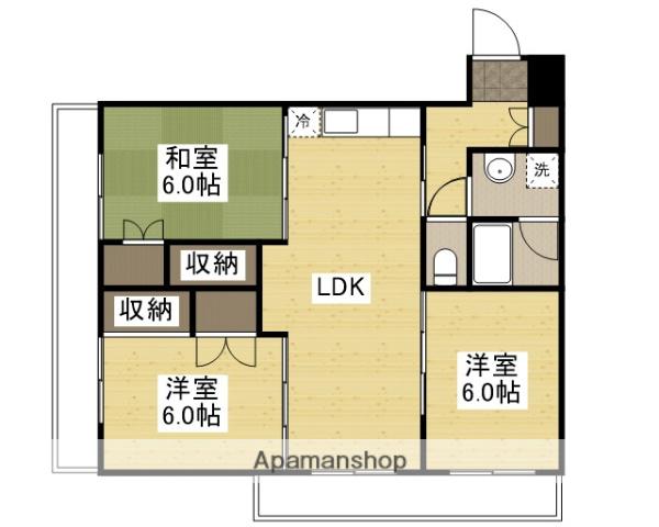 キャステル新野(3LDK/3階)の間取り写真