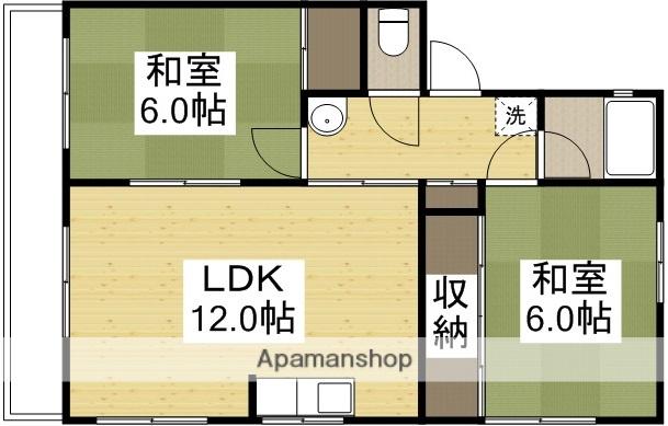 アキオカマンション(2LDK/2階)の間取り写真