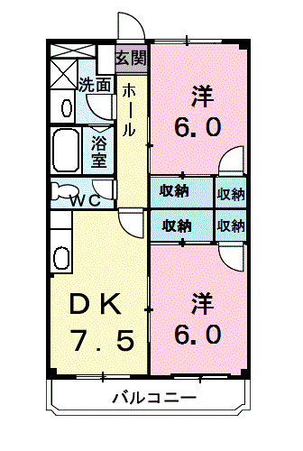 マンションエトランゼ(2DK/1階)の間取り写真