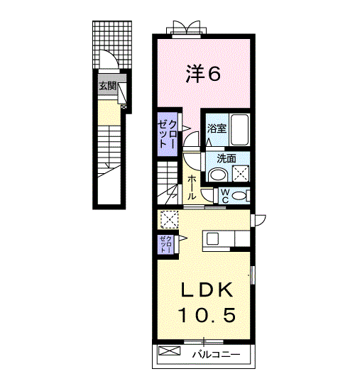 プチ グラン(1LDK/2階)の間取り写真