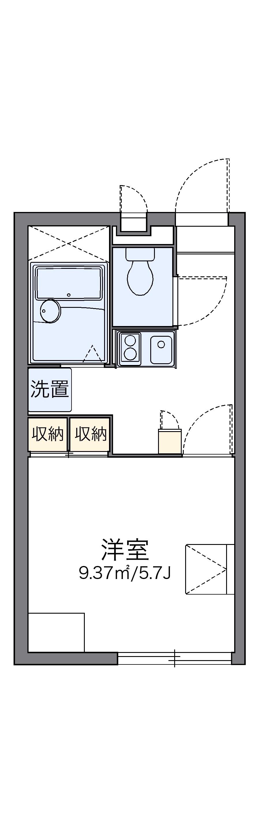 レオパレスアストロズ関(1K/1階)の間取り写真