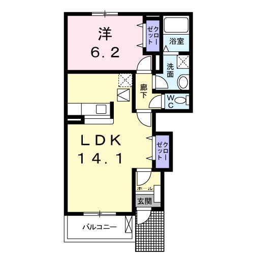 ルージュ(1LDK/1階)の間取り写真