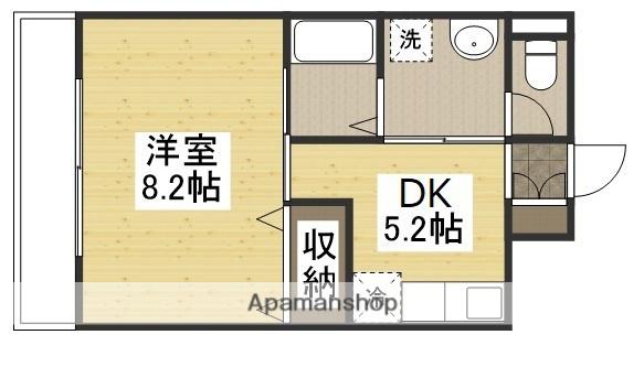 ビュー倉敷(1DK/3階)の間取り写真