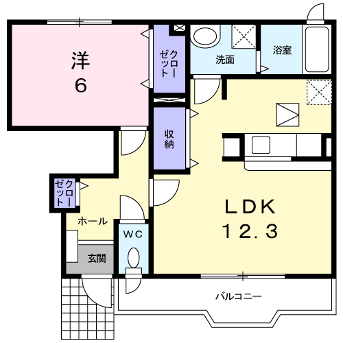 イーストユニゾン(1LDK/1階)の間取り写真