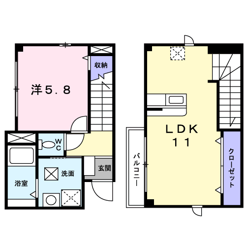 プリムローズ(1LDK/1階)の間取り写真