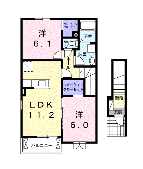 サニーヴィラ 植松(2LDK/2階)の間取り写真