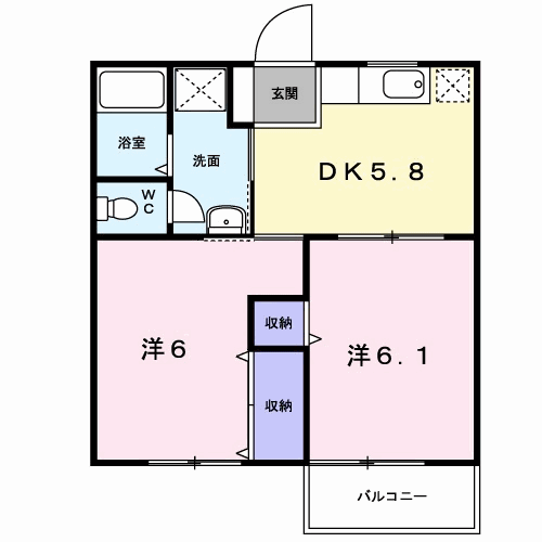 ひまわり(2DK/2階)の間取り写真
