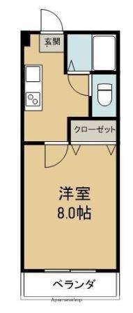 シャンポール1(1K/2階)の間取り写真