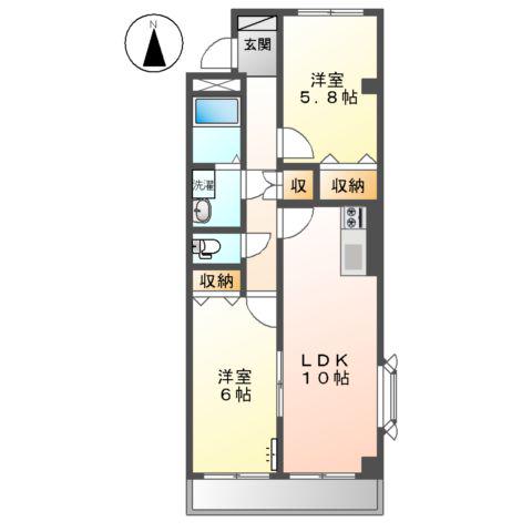 BELLCRESTⅡ(2LDK/3階)の間取り写真