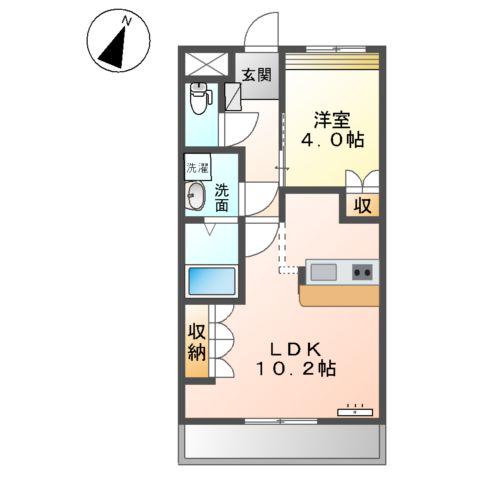 プリムロウズコート(1LDK/2階)の間取り写真