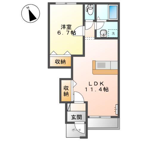 フィオリスタ アンジェラ(1LDK/1階)の間取り写真
