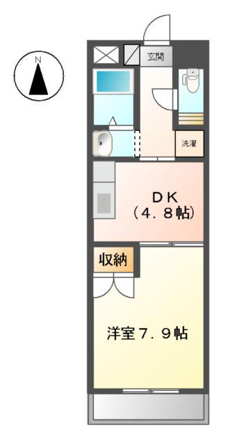 フェアリー西市(1DK/4階)の間取り写真