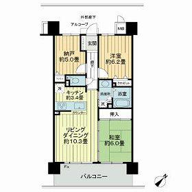 サーパス医大南(2SLDK/8階)の間取り写真