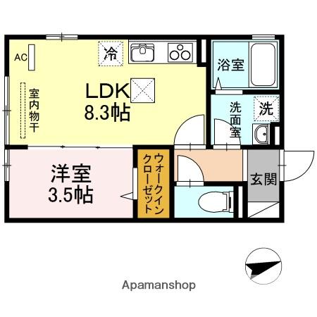 D-ROOMLUXURY1ST(1LDK/2階)の間取り写真