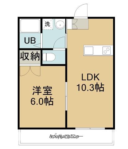 アルフィーネ中庄(1LDK/1階)の間取り写真