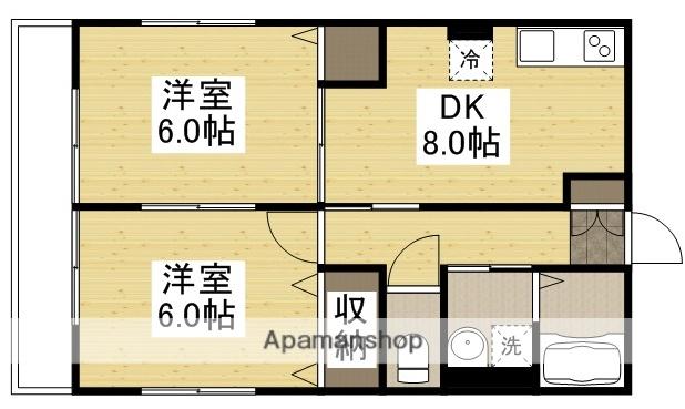 ハイム川東 南棟(2DK/1階)の間取り写真