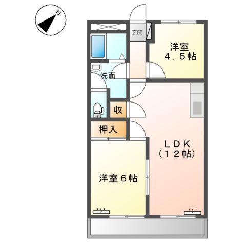 グレースタウンⅠ(2LDK/3階)の間取り写真