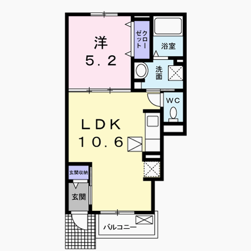 ラ ソワ(1LDK/1階)の間取り写真