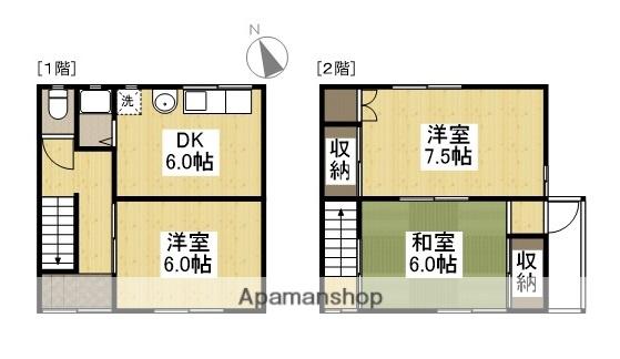 宇野線 茶屋町駅 徒歩4分 2階建 築46年(3DK)の間取り写真