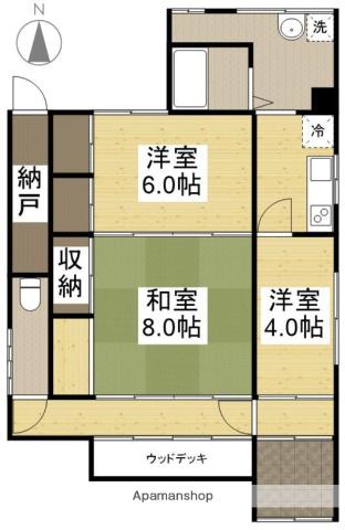 赤穂線 西川原駅 徒歩6分 1階建 築56年(3K)の間取り写真