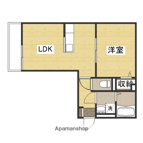 ル・シェル中庄Ⅱ(1LDK/2階)の間取り写真