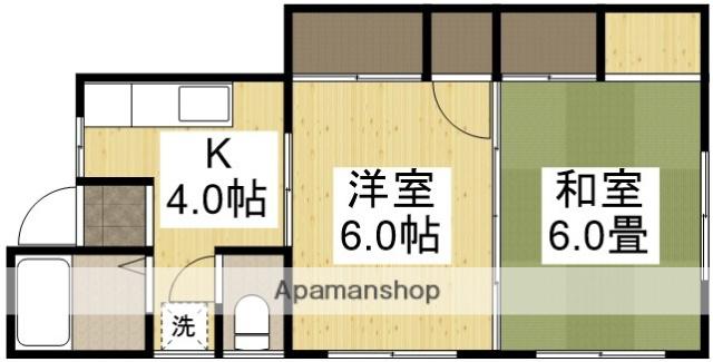 ハセガワコーポⅠ(2K/2階)の間取り写真