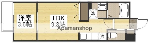 月光 岡山駅西口壱番館(1LDK/3階)の間取り写真