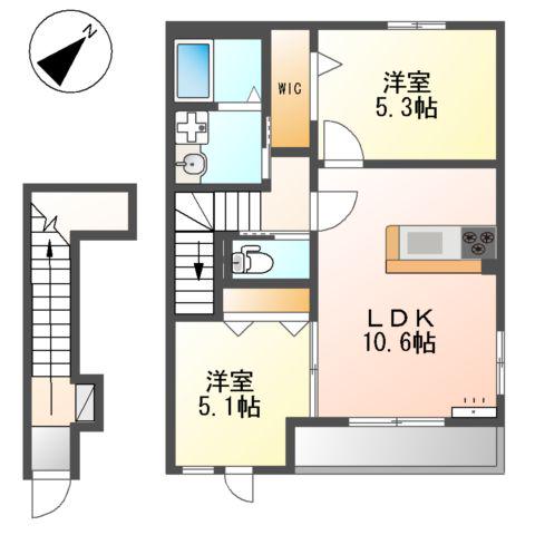 グレイシャス(2LDK/2階)の間取り写真