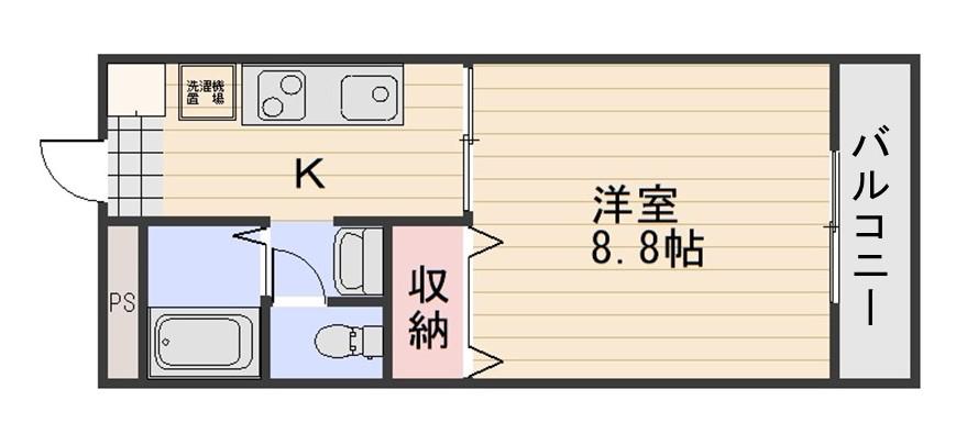ディアスU3(1K/3階)の間取り写真