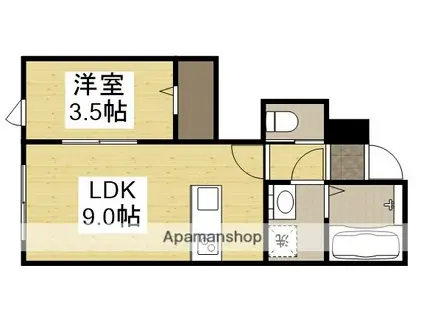 アリア中庄(1LDK/1階)の間取り写真