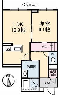 フェリシエール(1LDK/3階)の間取り写真