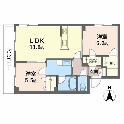 そよかぜⅡ(2LDK/3階)の間取り写真