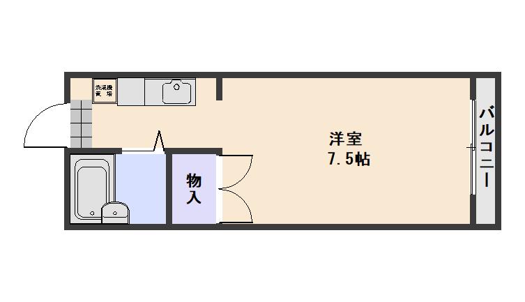 竹田レジデンスB(1K/2階)の間取り写真