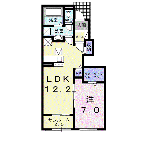 シンフォニーⅣ(1LDK/1階)の間取り写真