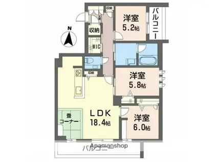 シャノワール(3LDK/2階)の間取り写真