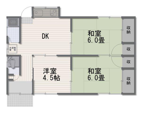 岡山県岡山市南区 1階建 築127年(3DK/1階)の間取り写真