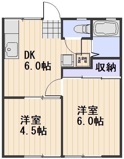 パナハイツ芳泉A(2DK/2階)の間取り写真