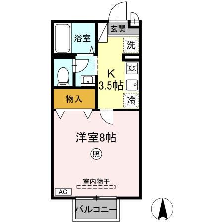 フローレ水江(ワンルーム/2階)の間取り写真